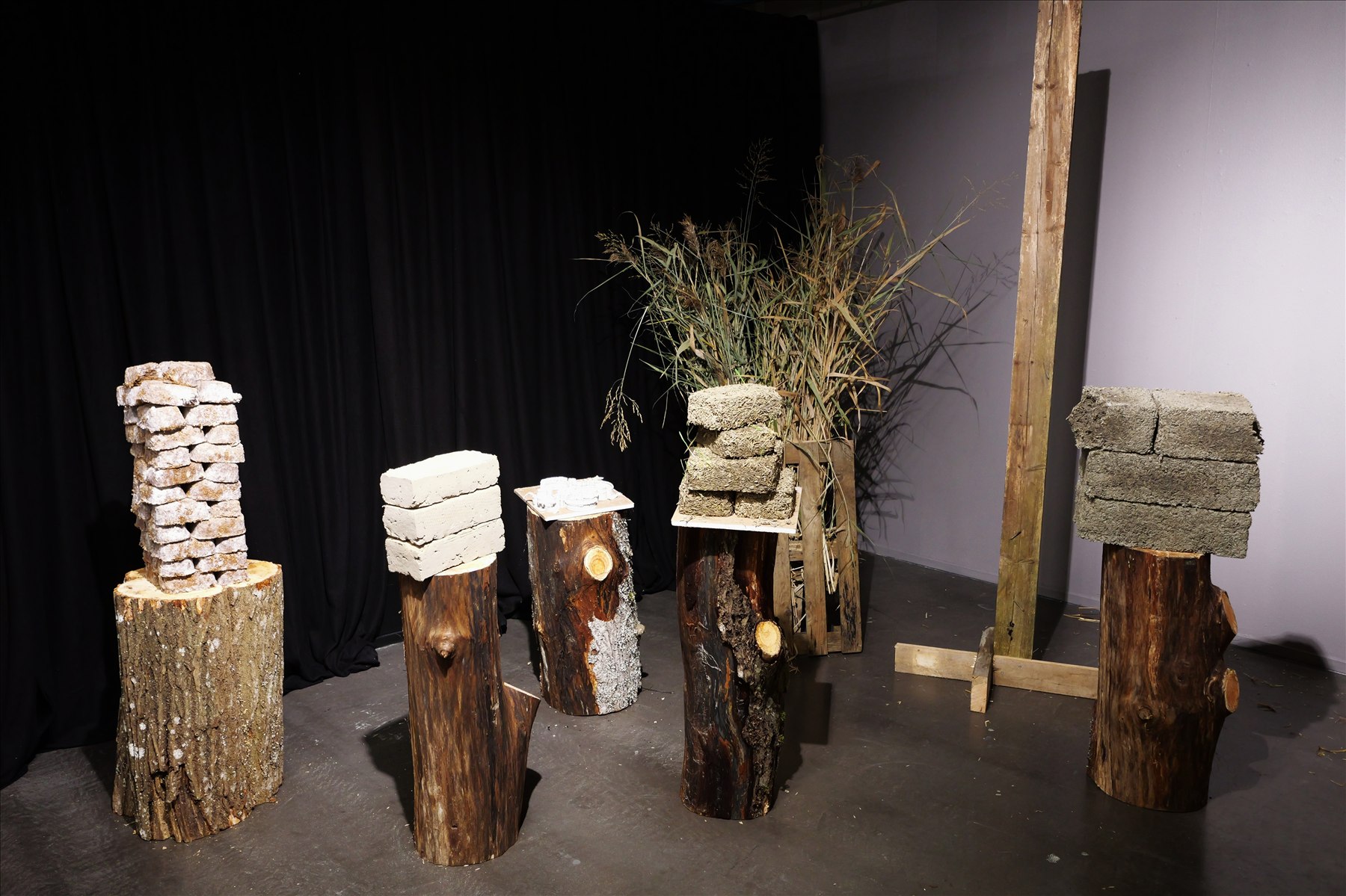 Installation of future materials including straw bale and timber elements