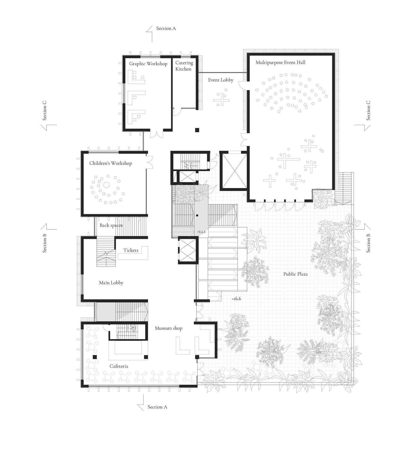 Trama third floor plan, main public plane